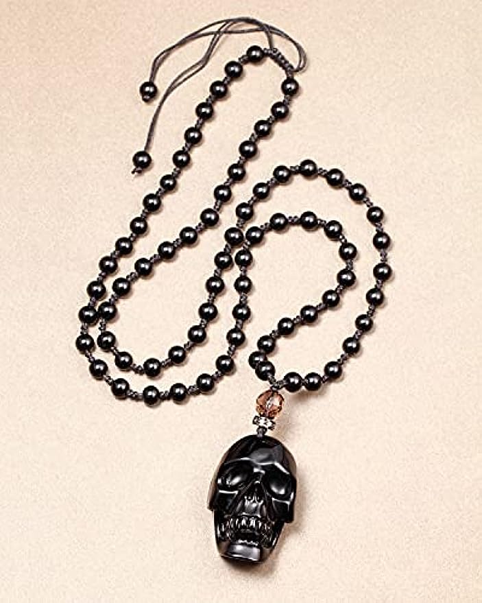 Black Obsidian Skull Necklace