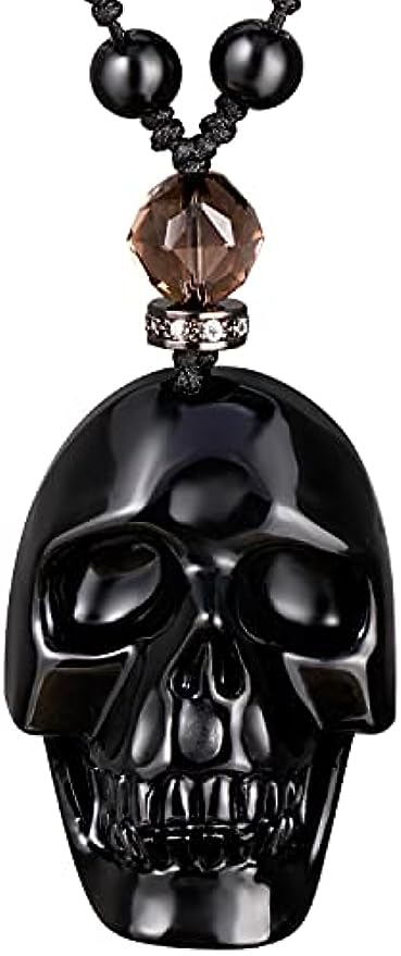 Black Obsidian Skull Necklace