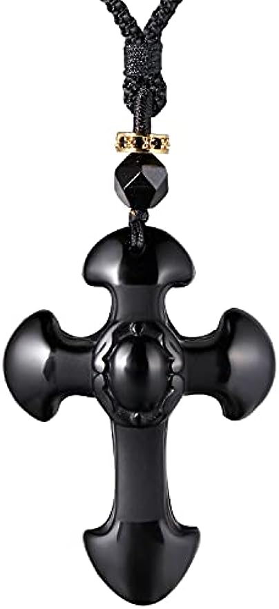 Black Obsidian Cross Necklace