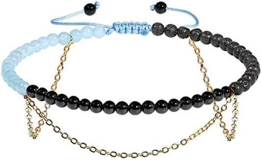 Layered Lava Stone Black Agate Crystals Ankle/Bracelets