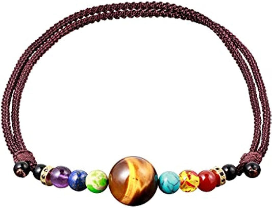 Natural Tiger Eye with 7 Chakra Choker Necklace