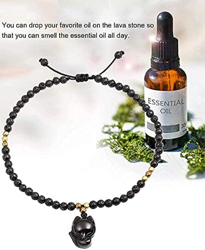 Lava Rock with Black Obsidian Fox Anklet/Bracelet