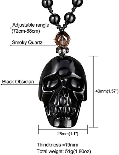 Black Obsidian Skull Necklace