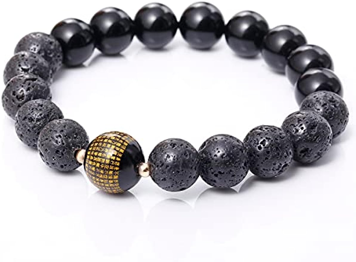 Lava Stone "Feng Shui" Black Obsidian Bracelet