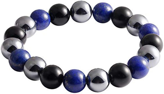Triple Obsidian/Lazuli/Terahertz Bracelet