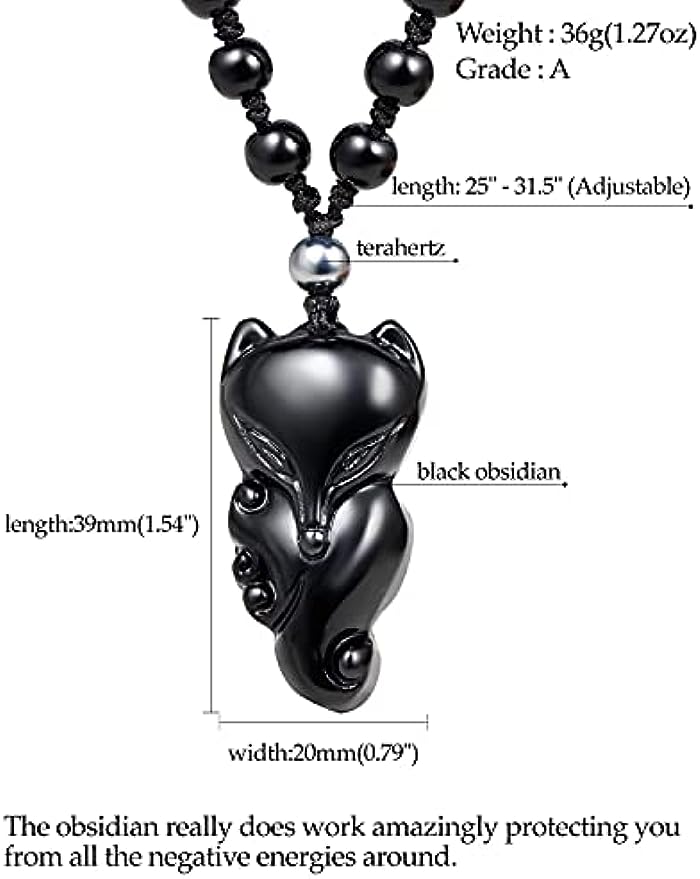 Black Obsidian Lucky Fox Necklace