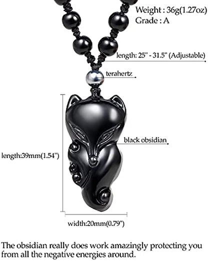 Black Obsidian Lucky Fox Necklace