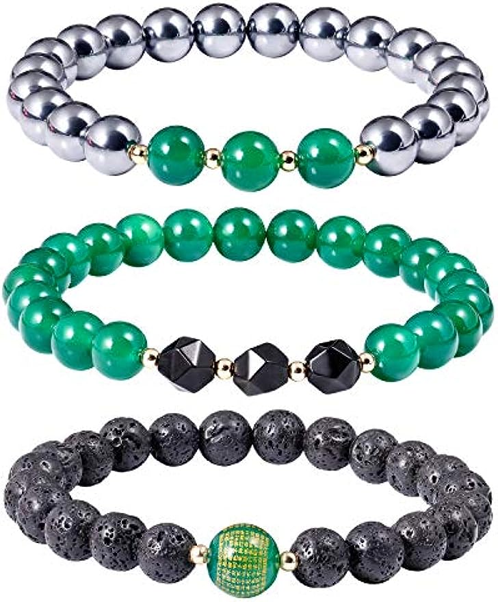 Triple Protection Bracelet Lava Rock/Terahertz/Green Agate