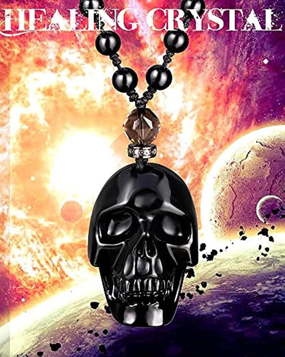 Black Obsidian Skull Necklace