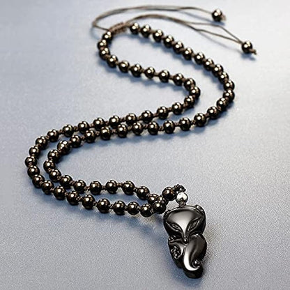 Black Obsidian Lucky Fox Necklace