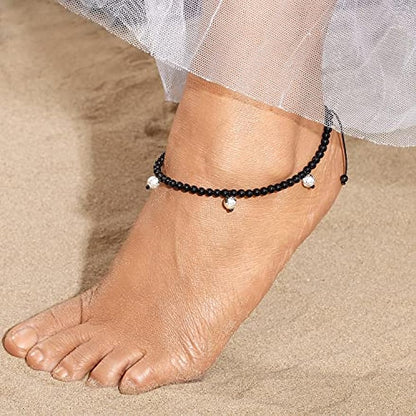 Black Obsidian/Plated Lava Rock Anklet