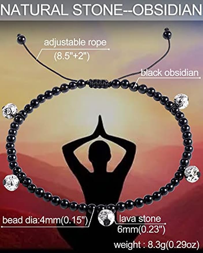 Black Obsidian/Plated Lava Rock Anklet