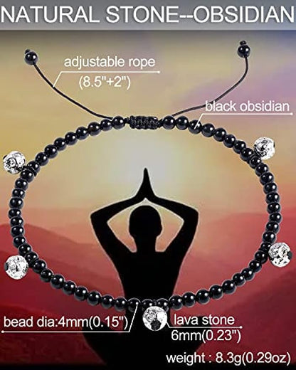 Black Obsidian/Plated Lava Rock Anklet