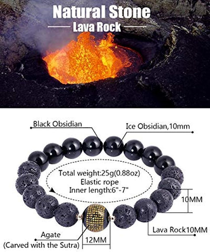Lava Stone "Feng Shui" Black Obsidian Bracelet