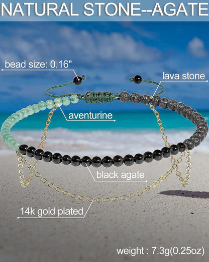 Layered Lava Stone Black Agate Crystals Ankle/Bracelets